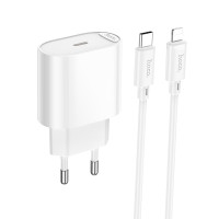 Мережевий зарядний пристрій з кабелем HOCO C109A(PD20W) Fighter single port PD20W charger set(C to iP) White Мережевий зарядний пристрій з кабелем HOCO C109A(PD20W) Fighter single port PD20W charger set(C to iP) White