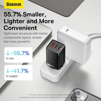 Мережевий зарядний пристрій з кабелем Baseus GaN5 Pro Fast Charger 2C+U 65W EU Black(Baseus Xiaobai charging Cable Type-C to Type-C 100W) Мережевий зарядний пристрій з кабелем Baseus GaN5 Pro Fast Charger 2C+U 65W EU Black(Baseus Xiaobai charging Cable Type-C to Type-C 100W)