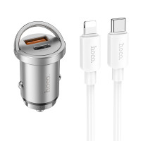 Автомобільний зарядний пристрій HOCO NZ10 Handy PD45W+QC3.0 car charger set(C to iP) Silver Автомобільний зарядний пристрій HOCO NZ10 Handy PD45W+QC3.0 car charger set(C to iP) Silver