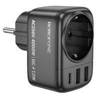 Мережевий фільтр BOROFONE BAC14 Wide 1-socket wall outlet (1C2A) (EU/GER) Black Мережевий фільтр BOROFONE BAC14 Wide 1-socket wall outlet (1C2A) (EU/GER) Black