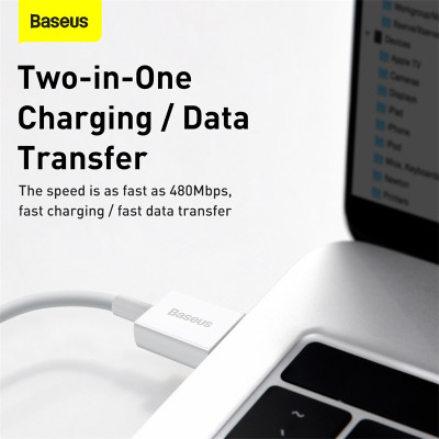 Кабель Baseus Superior Series Fast Charging Data Cable USB to iP 2.4A 0.25m White Кабель Baseus Superior Series Fast Charging Data Cable USB to iP 2.4A 0.25m White