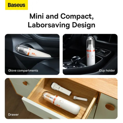 Автомобільний пилосос Baseus A2Pro Car Vacuum Cleaner(6000pa) White Автомобільний пилосос Baseus A2Pro Car Vacuum Cleaner(6000pa) White