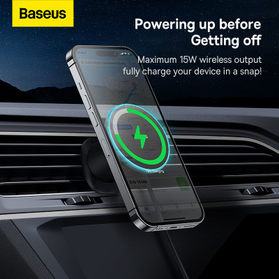 Автотримач для телефона з БЗП Baseus CW01 Magnetic Wireless Charging Car Mount Air Vent Version 15W Cluster Black