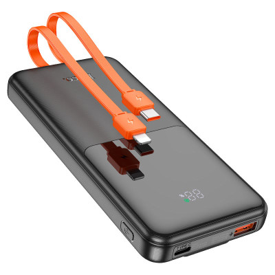 Зовнішній акумулятор HOCO J119 Sharp charger 22.5W+PD20 fully compatible power bank with digital display and cable(10000mAh) Black