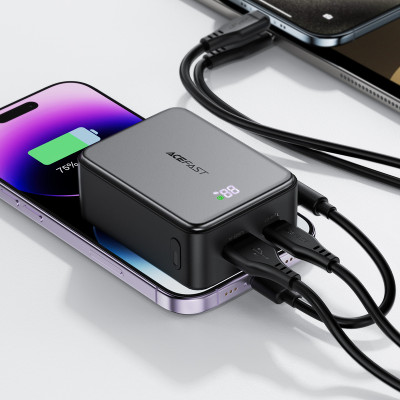 Зовнішній акумулятор ACEFAST M28-10000 22.5W fast charging power bank with cable Black Зовнішній акумулятор ACEFAST M28-10000 22.5W fast charging power bank with cable Black