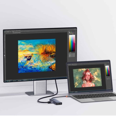 USB-хаб Baseus UltraJoy Series 6-Port HUB (Direct-Link Type) Space Grey（USB-C*2 to USB-C 40Gbps*1+USB3.0*3+SD/TF3.0*1）