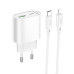 Мережевий зарядний пристрій HOCO C109A(PD20W+QC3.0) Fighter PD20W+QC3.0 charger set(C to iP) White