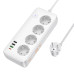 Мережевий подовжувач HOCO AC22 Sunlight 4-bit (PD30W/1C3A) desktop socket (EU/GER) White