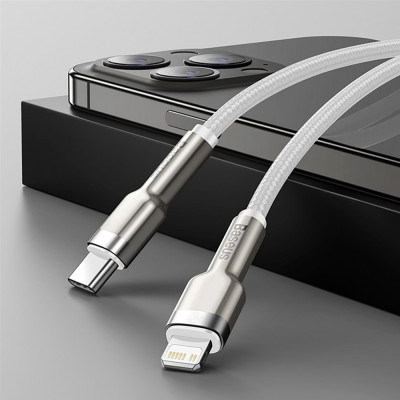Кабель Baseus Cafule Series Metal Data Cable Type-C to iP PD 20W 1m White