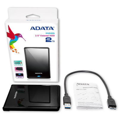 Зовнішній жорсткий диск PHD External 2.5'' ADATA USB 3.2 Gen. 1 DashDrive Classic HV620S 1TB Slim Black