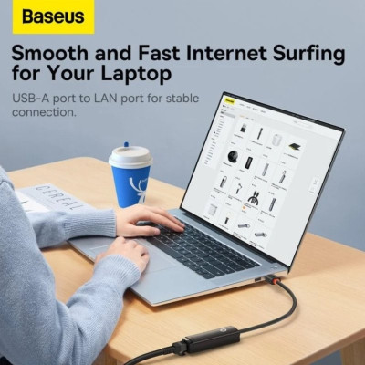 USB-Hub Baseus Lite Series Ethernet Adapter USB-A to RJ45 LAN Port (1000Mbps) Black USB-Hub Baseus Lite Series Ethernet Adapter USB-A to RJ45 LAN Port (1000Mbps) Black