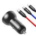 Автомобільний зарядний пристрій Baseus Digital Display Dual USB 4.8A Car Charger 24W+Three Primary Colors 3-in-1 Cable1.2M Автомобільний зарядний пристрій Baseus Digital Display Dual USB 4.8A Car Charger 24W+Three Primary Colors 3-in-1 Cable1.2M
