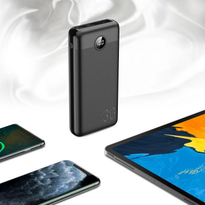 Зовнішній акумулятор VEGER 30000 mAh PD QC3.0 3A 20W L30 (W3008PD) black