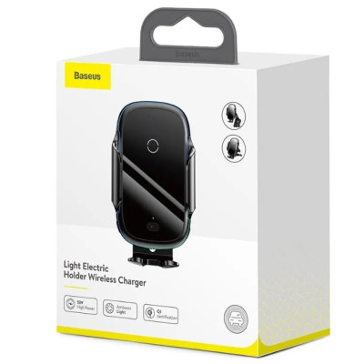 Автотримач для телефона з БЗП Baseus Light Electric Holder Black