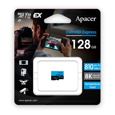 Карта пам'яті microSDXC  (UHS-1 U3) Apacer Express 128Gb class 10 V30 A1  Read/Write:810/700 MB/sec (Compatible with Nintendo Switch 2)