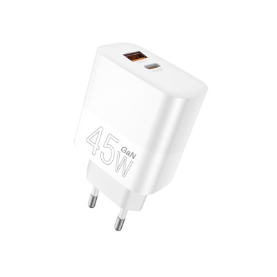 Мережевий зарядний пристрій WUW-C209 45W PD USB-C + USB QC3.0 18W white