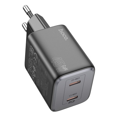 Мережевий зарядний пристрій HOCO N42 Elogiado dual-port PD45W(2C) charger Black Мережевий зарядний пристрій HOCO N42 Elogiado dual-port PD45W(2C) charger Black