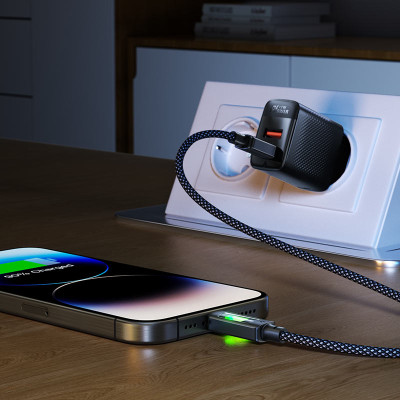 Кабель ACEFAST C21-04 USB-A to USB-C fantasy color series braided Charging data cable Black Кабель ACEFAST C21-04 USB-A to USB-C fantasy color series braided Charging data cable Black