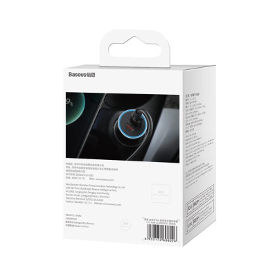 Автомобільний зарядний пристрій Baseus Golden Contactor Pro Dual Fast Charger Car Charger C+C 40W Dark Gray