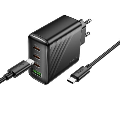 Мережевий зарядний пристрій з кабелем HOCO CS27A Supply PD67W (3C1A) charger set (C to C)(EU) Black Мережевий зарядний пристрій з кабелем HOCO CS27A Supply PD67W (3C1A) charger set (C to C)(EU) Black