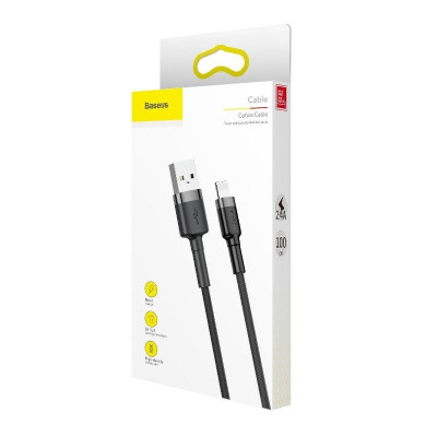 Кабель Baseus Cafule Cable USB For Lightning 2.4A 1m Gray+Black Кабель Baseus Cafule Cable USB For Lightning 2.4A 1m Gray+Black