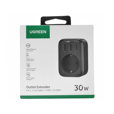 Мережевий зарядний пристрій UGREEN CD314 30W Outlet Extender EU (2A1C) (UGR-90613)