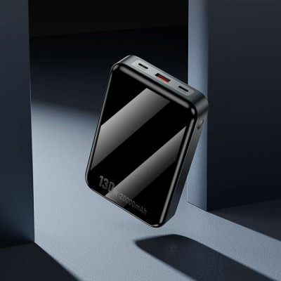 Зовнішній акумулятор HOCO Q30A Fast charge 130W power bank(20000mAh) Metal Gray