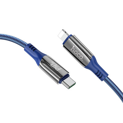 Кабель HOCO S51 Type-C to iP 20W, 1,2m, nylon, zinc+TPE connectors, Blue