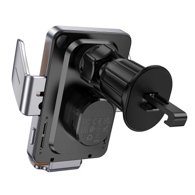 Автотримач для телефона з БЗП HOCO HW7 Transparent Discovery Edition wireless fast charging car holder(air outlet) Metal Gray Автотримач для телефона з БЗП HOCO HW7 Transparent Discovery Edition wireless fast charging car holder(air outlet) Metal Gray