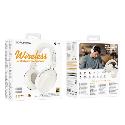 Бездротові накладні навушники BOROFONE BO33 Melody BT headphones Milky White