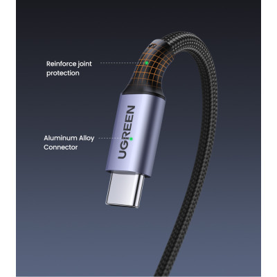 Кабель UGREEN US334 USB-C to USB-C PD Fast Charging 90 Degree Cable 5A Max Black 2m Кабель UGREEN US334 USB-C to USB-C PD Fast Charging 90 Degree Cable 5A Max Black 2m