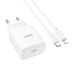 Мережевий зарядний пристрій з кабелем HOCO C76A Pro Majestic single port PD30W charger set (C to iP)(EU) White
