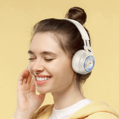 Бездротові накладні навушники HOCO W50 Cute fun BT headphones Milky white