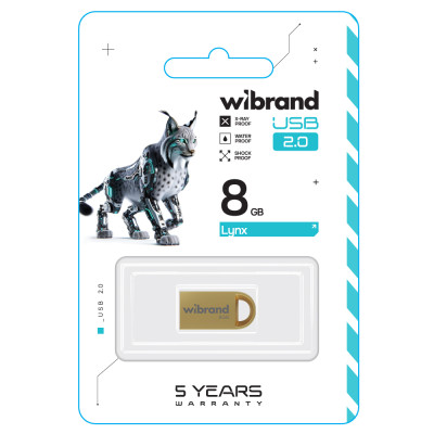 Флеш-накопичувач Wibrand USB 2.0 Lynx 8Gb Gold Флеш-накопичувач Wibrand USB 2.0 Lynx 8Gb Gold