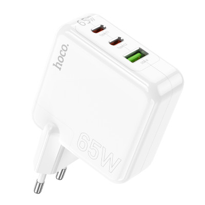 Мережевий зарядний пристрій HOCO C115A Header PD65W  GaN three-port(2C1A) charger White