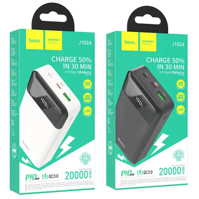Зовнішній акумулятор HOCO J102A Cool figure PD20W+QC3.0 power bank(20000mAh) White