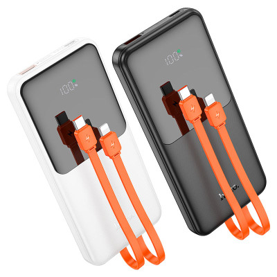 Зовнішній акумулятор HOCO J119 Sharp charger 22.5W+PD20 fully compatible power bank with digital display and cable(10000mAh) Black