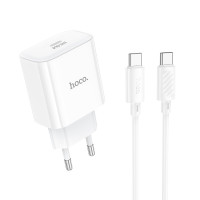 Мережевий зарядний пристрій HOCO C76A Pro Majestic single port PD30W charger set (Type-C to Type-C)(EU) White Мережевий зарядний пристрій HOCO C76A Pro Majestic single port PD30W charger set (Type-C to Type-C)(EU) White