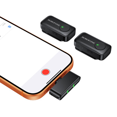 Бездротова мікрофонна система BOROFONE BFK17 Lemai wireless microphone Type-C Black Бездротова мікрофонна система BOROFONE BFK17 Lemai wireless microphone Type-C Black