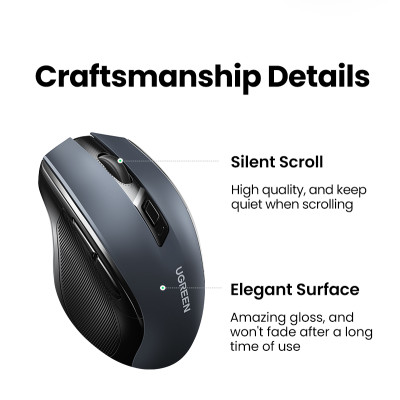 Маніпулятор миша бездротова UGREEN MU006 Ergonomic Wireless Mouse Black