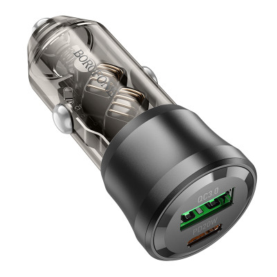 Автомобільний зарядний пристрій BOROFONE BZ25 Journey PD38W(1C1A) car charger Transparent Black Автомобільний зарядний пристрій BOROFONE BZ25 Journey PD38W(1C1A) car charger Transparent Black