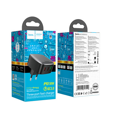 Мережевий зарядний пристрій HOCO CS33A Amanecer PD30W(2C1A) charger Black
