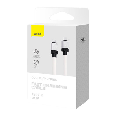 Кабель Baseus CoolPlay Series Fast Charging Cable Type-C to iP 20W 2m White Кабель Baseus CoolPlay Series Fast Charging Cable Type-C to iP 20W 2m White