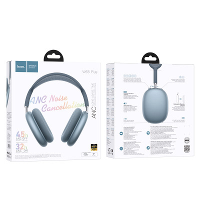 Бездротові накладні навушники HOCO W65 Plus Happy ANC BT headphones Blue Бездротові накладні навушники HOCO W65 Plus Happy ANC BT headphones Blue