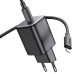 Мережевий зарядний пристрій з кабелем HOCO N40 Mighty single port PD20W charger set(C to iP) Black