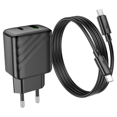 Мережевий зарядний пристрій з кабелем HOCO CS23A Sunlight dual-port PD30W+QC3.0 charger set(Type-C to Type-C)(EU) Black Мережевий зарядний пристрій з кабелем HOCO CS23A Sunlight dual-port PD30W+QC3.0 charger set(Type-C to Type-C)(EU) Black
