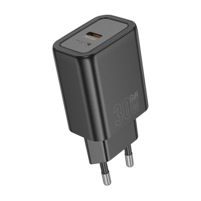 Мережевий зарядний пристрій HOCO N62 Gentle single port PD30W charger (EU) Black Мережевий зарядний пристрій HOCO N62 Gentle single port PD30W charger (EU) Black
