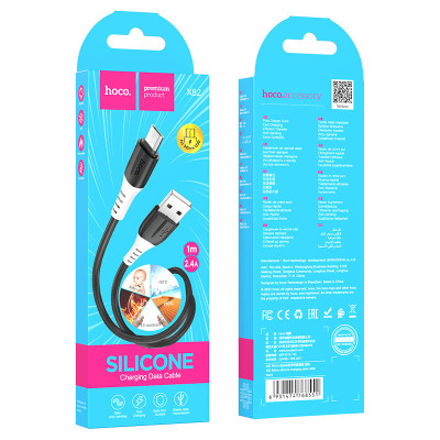 Кабель HOCO X82 USB to Micro 2.4A, 1m, silicone, silicone connectors, Black Кабель HOCO X82 USB to Micro 2.4A, 1m, silicone, silicone connectors, Black