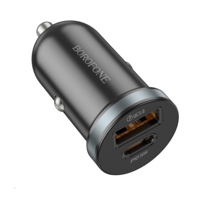 Автомобільний зарядний пристрій BOROFONE BZ22 Scenery dual port PD30W+QC3.0 car charger Black Автомобільний зарядний пристрій BOROFONE BZ22 Scenery dual port PD30W+QC3.0 car charger Black
