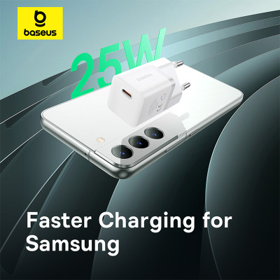 Мережевий зарядний пристрій з кабелем Baseus GaN5 Fast Charger (mini) 1C 25W EU Moon White (with: Fast Charging Data Cable Type-C) Мережевий зарядний пристрій з кабелем Baseus GaN5 Fast Charger (mini) 1C 25W EU Moon White (with: Fast Charging Data Cable Type-C)